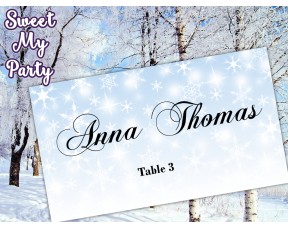 Winter Wedding Place Card template,Snowflakes Wedding Place Card templates,(12)